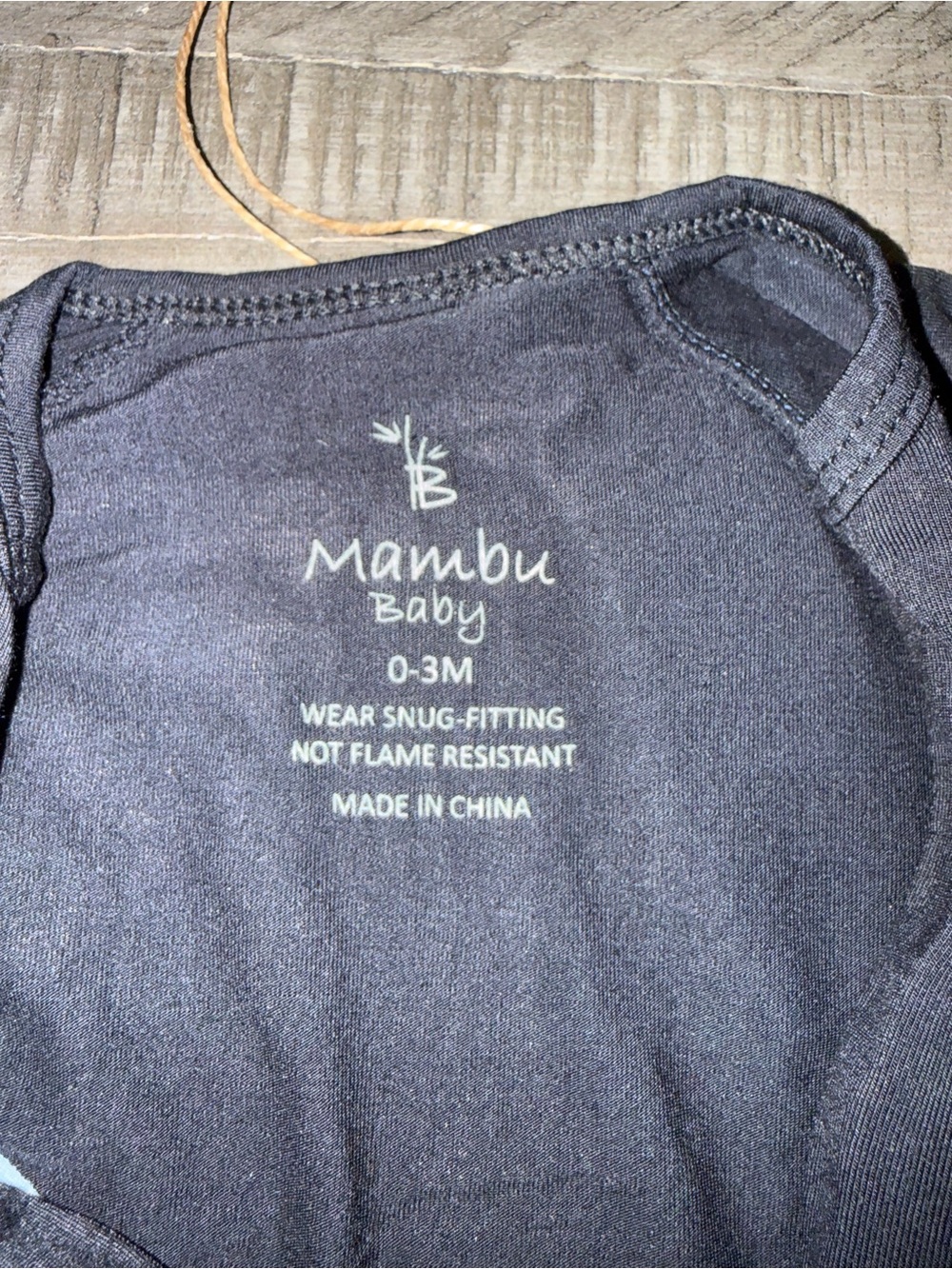 Mamba Bamboo Baby Black Footed One-Piece with Light Blue Trim and Hat - New - Picture 4 of 7